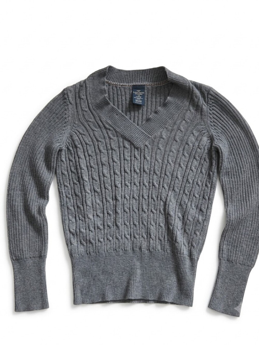 Faded Glory Youth 12-14 Gray Cable-Knit V-Neck Sweater